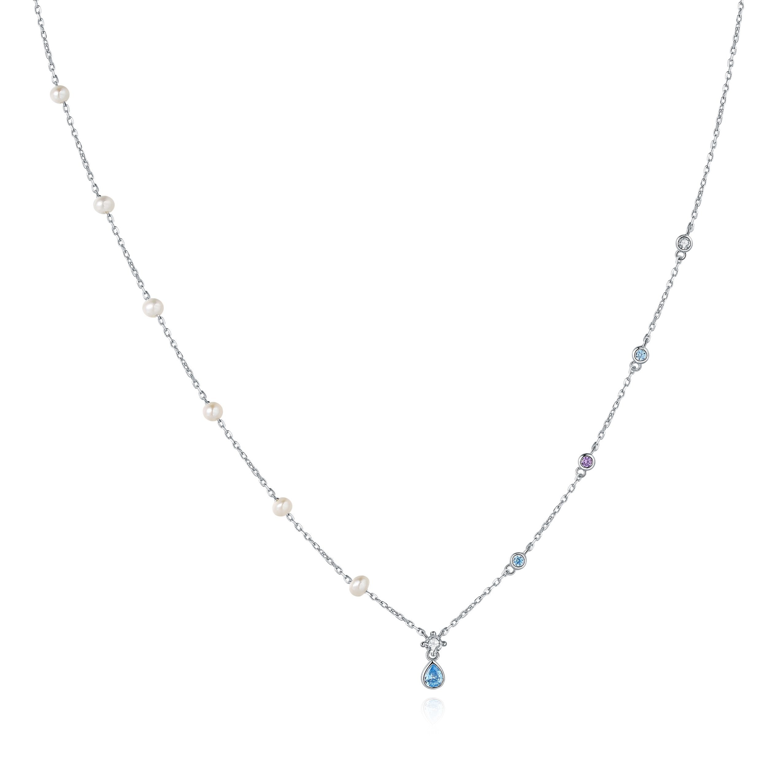 LILY GEMSTONE ADJUSTABLE SILVER NECKLACE