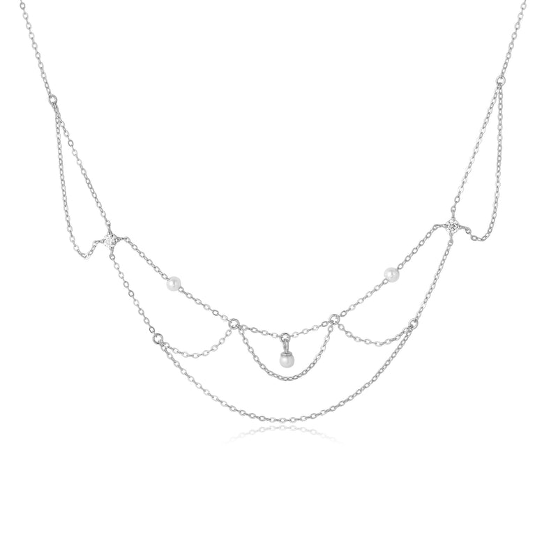 CHANDELIER LACE SILVER NECKLACE