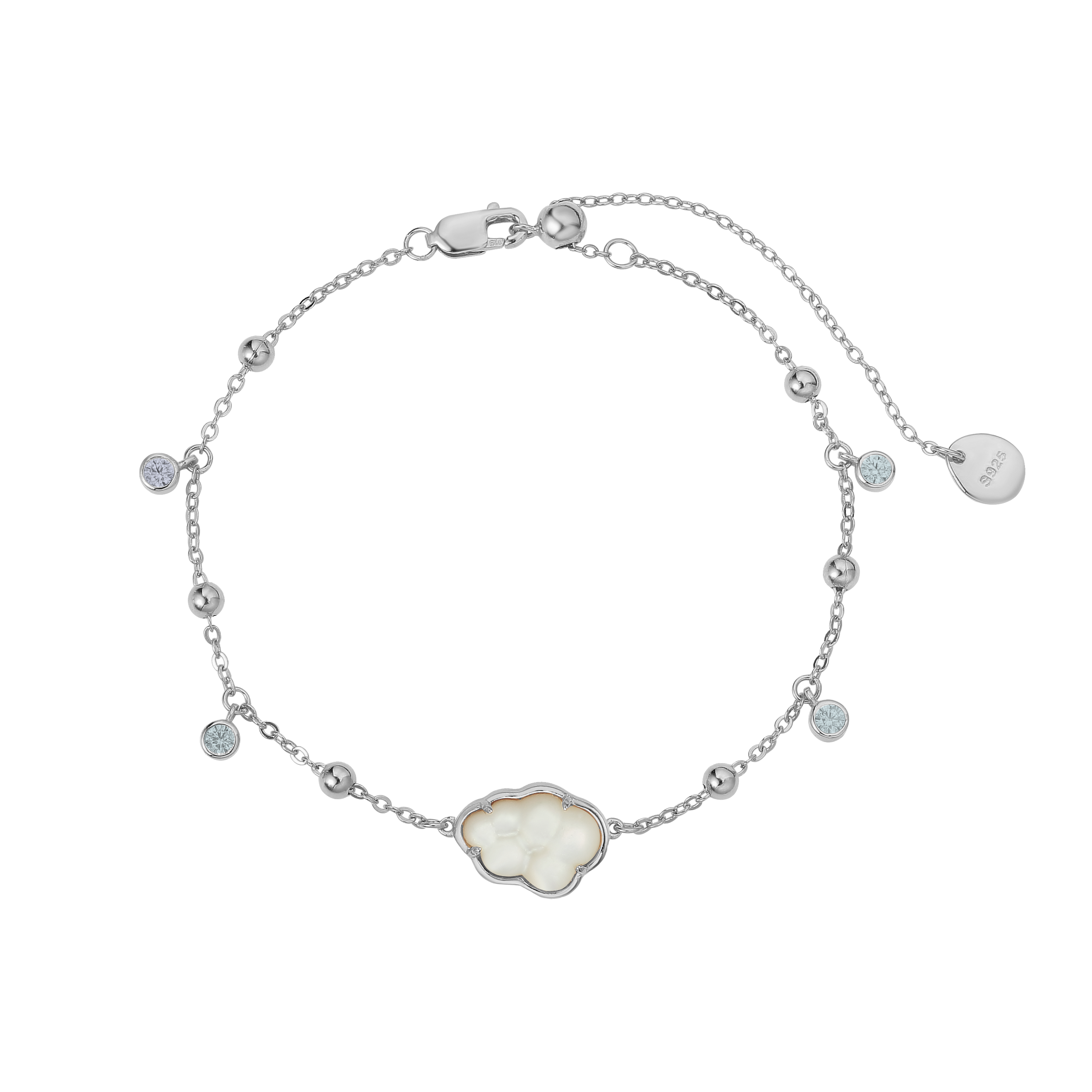 BUBBLE CLOUD SILVER BRACELET - WHITE SHELL