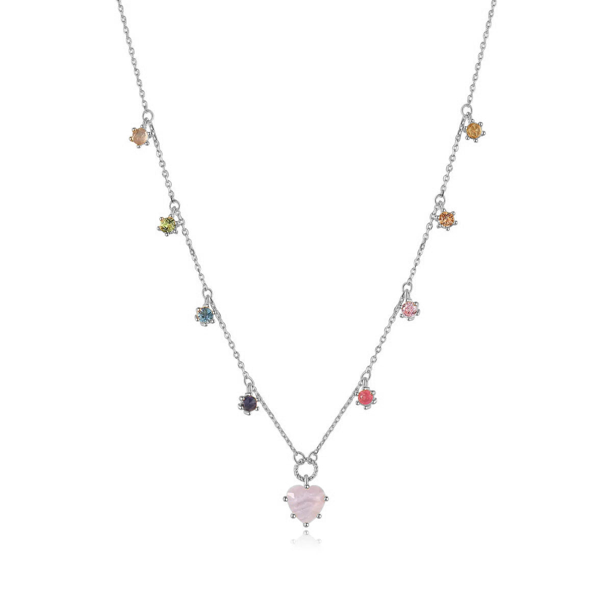 RAINBOW GEMSTONE SILVER NECKLACE